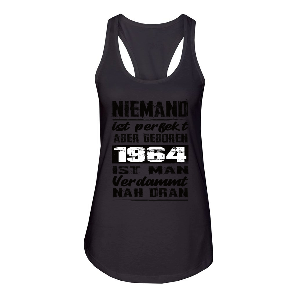 Nobody Is Perfect But Born 1964 Birthday Women's Racerback Tank