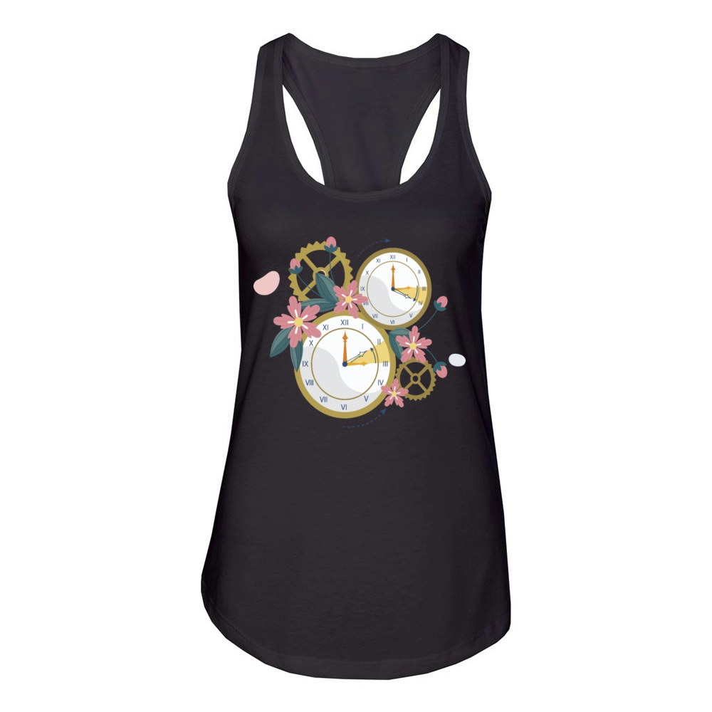 Tick Tock Floral Women's Racerback Tank