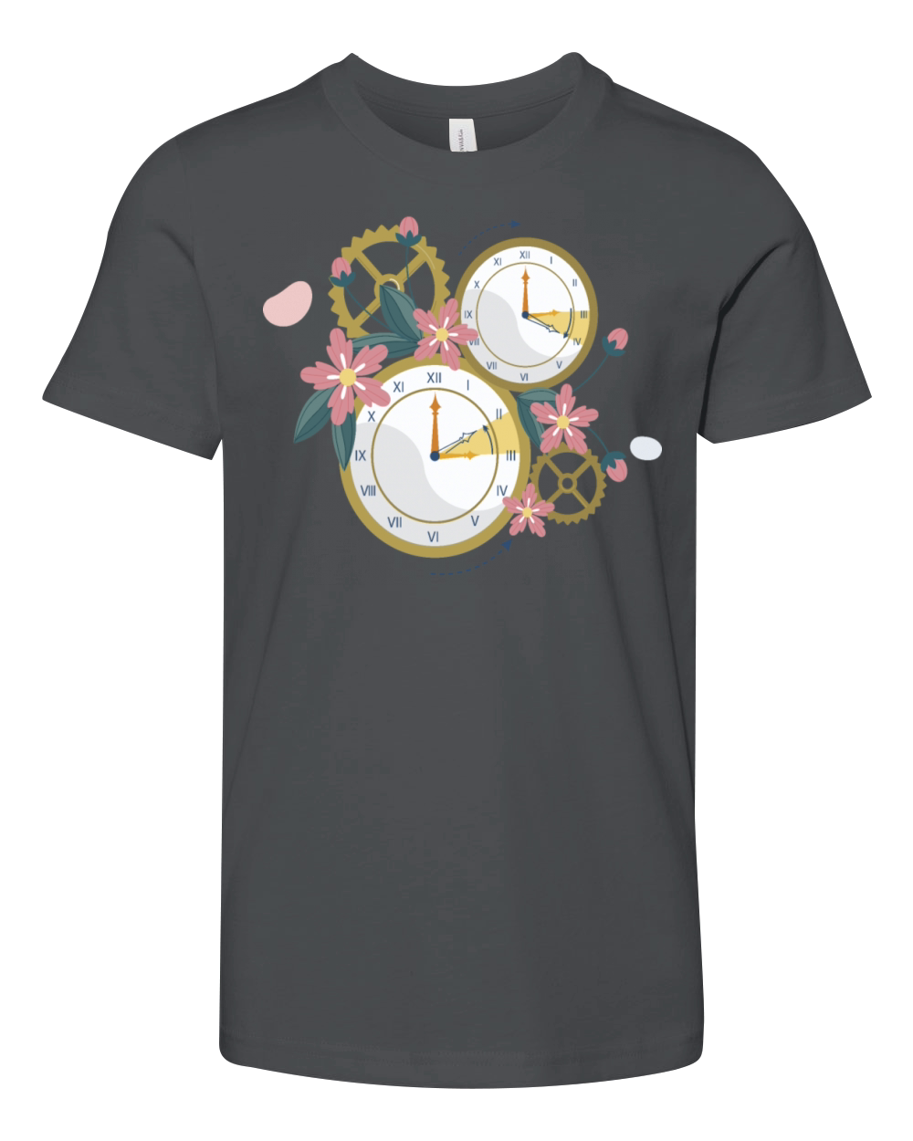 Tick Tock Floral Youth Unisex Jersey Tee
