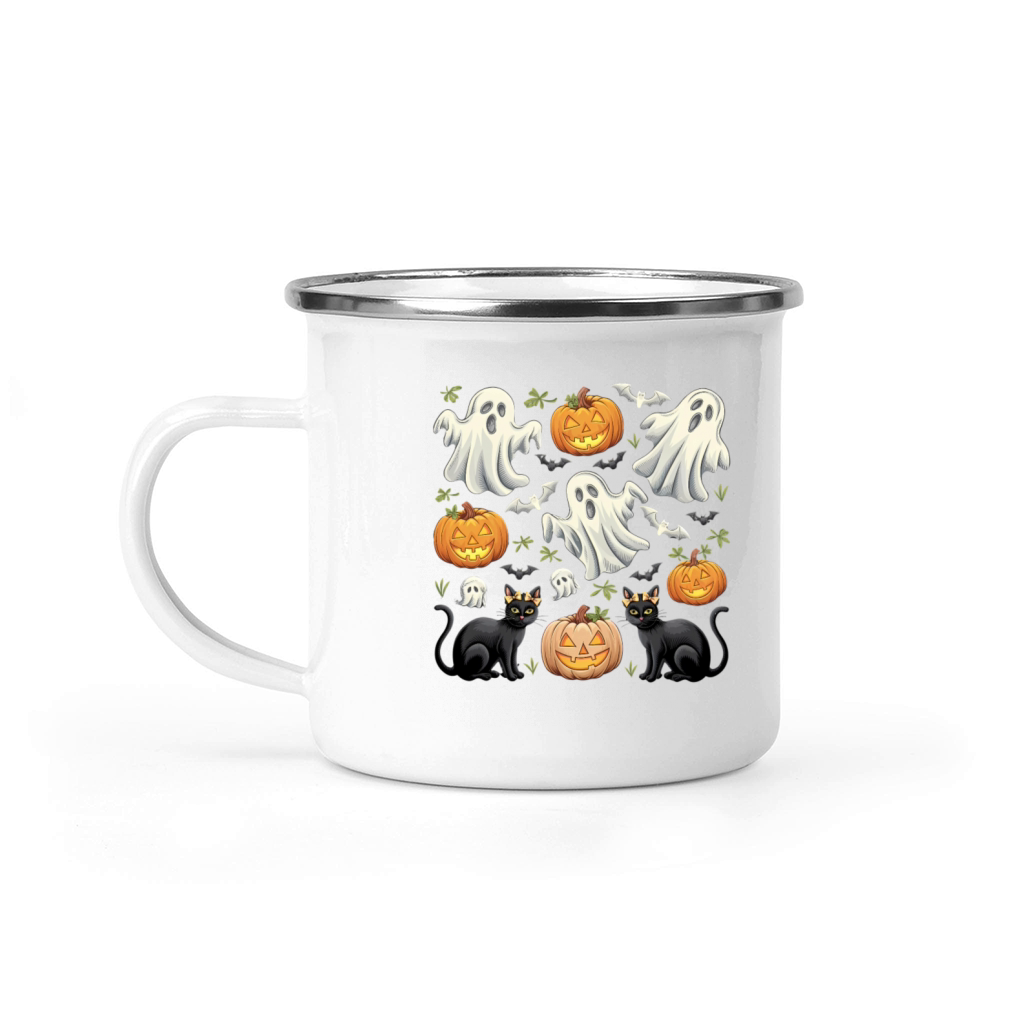 Spooky Ghosts and Pumpkins Halloween Vintage Camping Mug