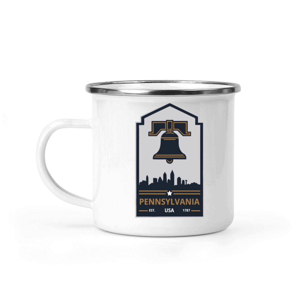 Vintage Pennsylvania Emblem with Liberty Bell Camping Mug