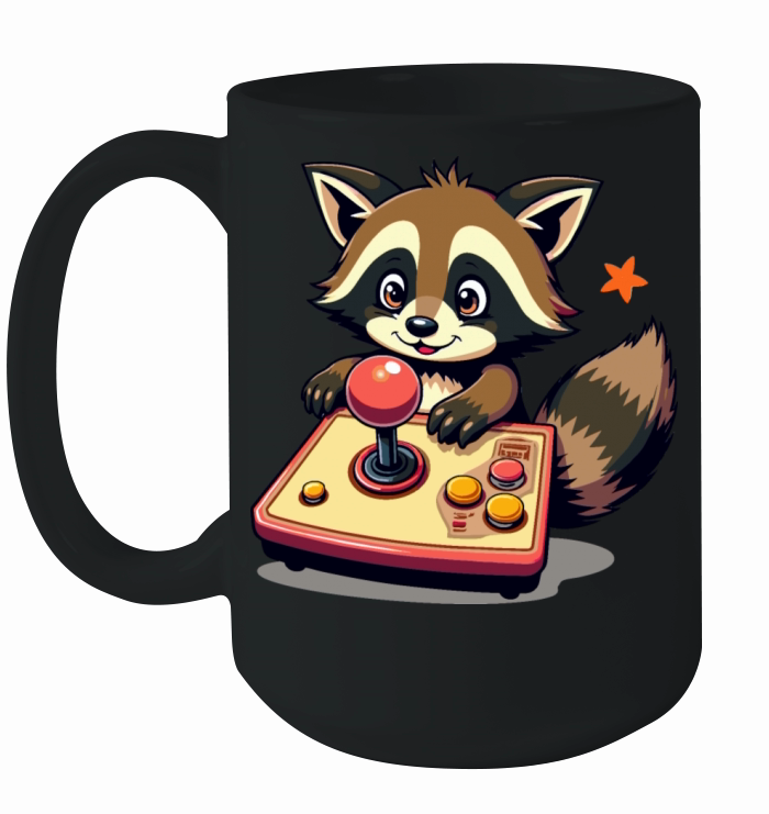 Retro Gaming Raccoon Ceramic Mug