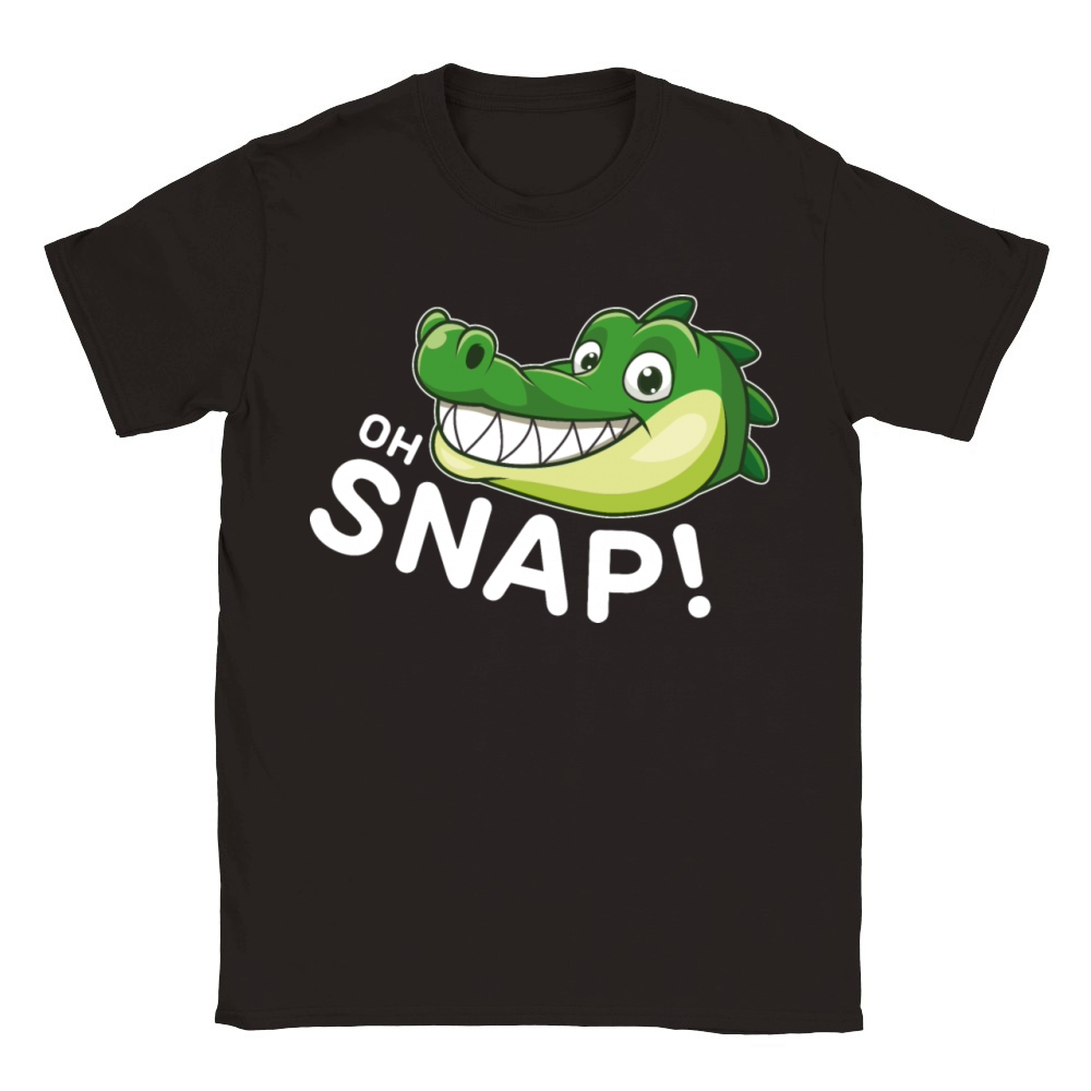 Cute Cartoon Alligator Snappy Oh Snap Funny Saying Classic Kids Crewneck T-shirt