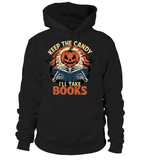 Vintage Halloween Pumpkin Skeleton Book Lover Hoodie Unisex