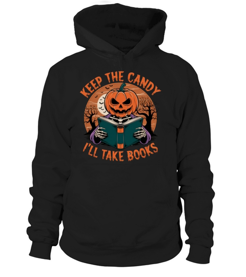 Vintage Halloween Pumpkin Skeleton Book Lover Hoodie Unisex