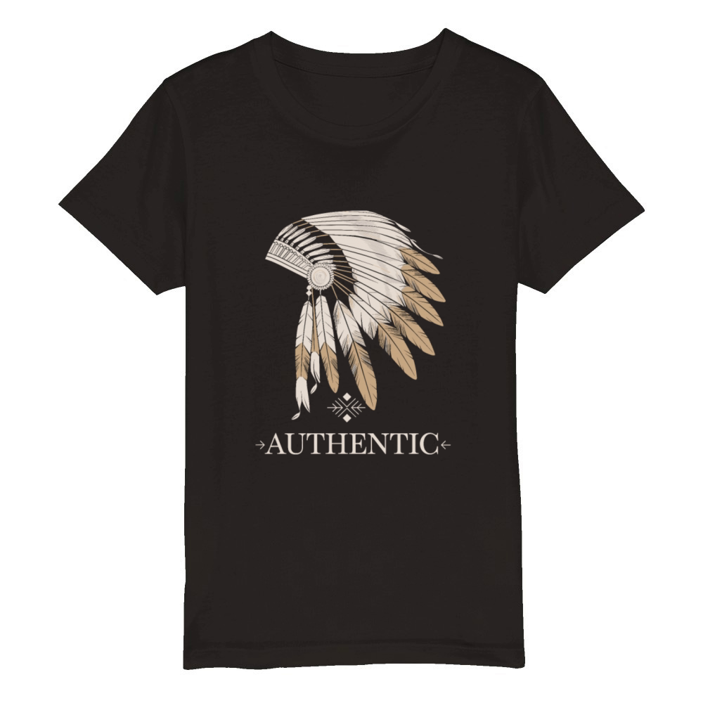Authentic Indians Native Americans for a Native Organic Kids Crewneck T-shirt