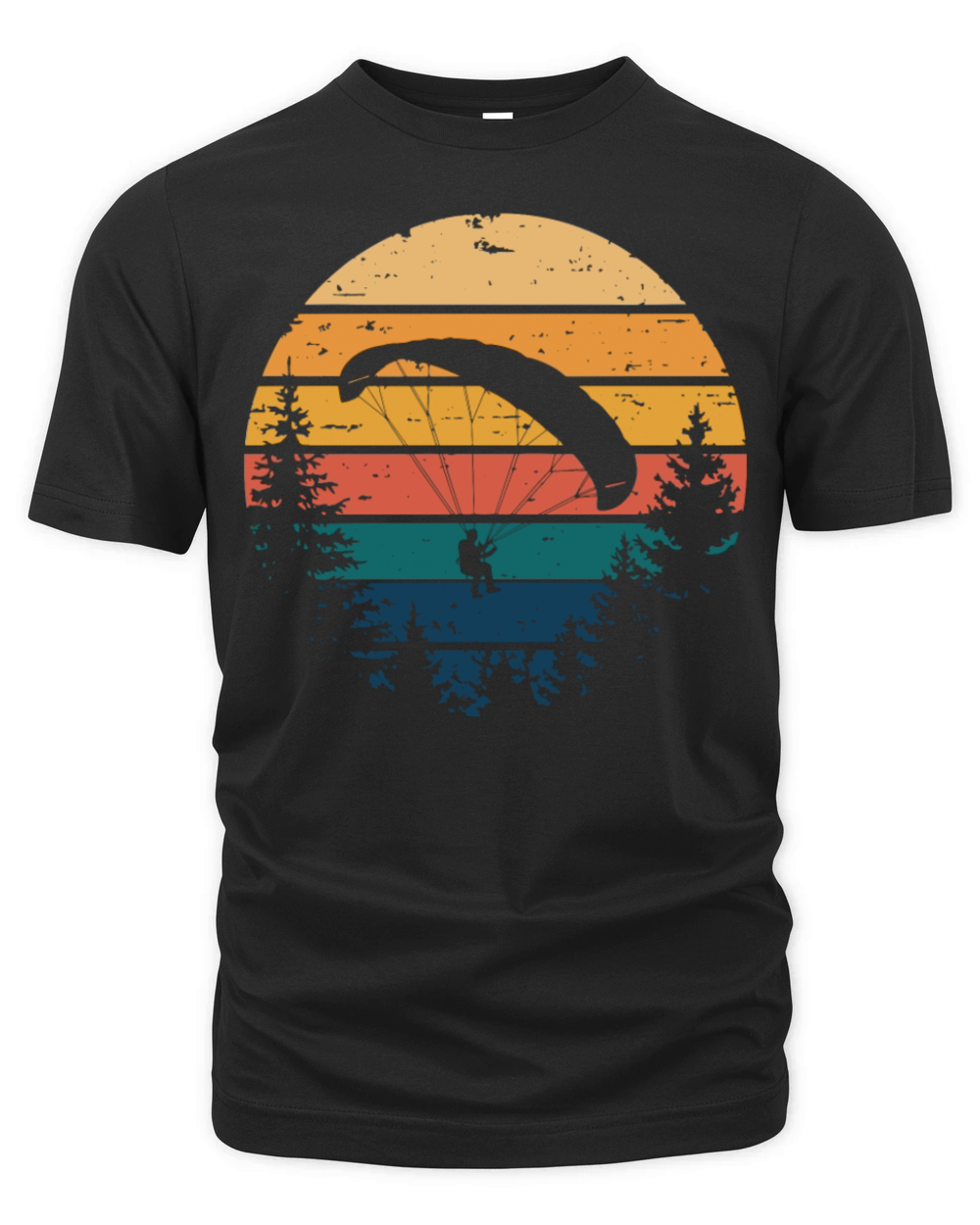 Retro Paragliding Adventure in Forest Sunset Organic Unisex T-shirt