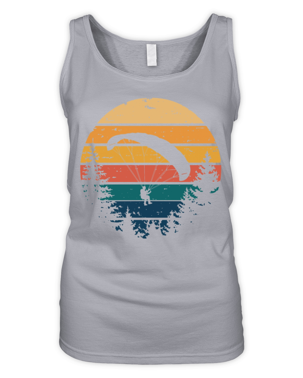 Retro Paragliding Adventure in Forest Sunset Organic Women's Tank Top