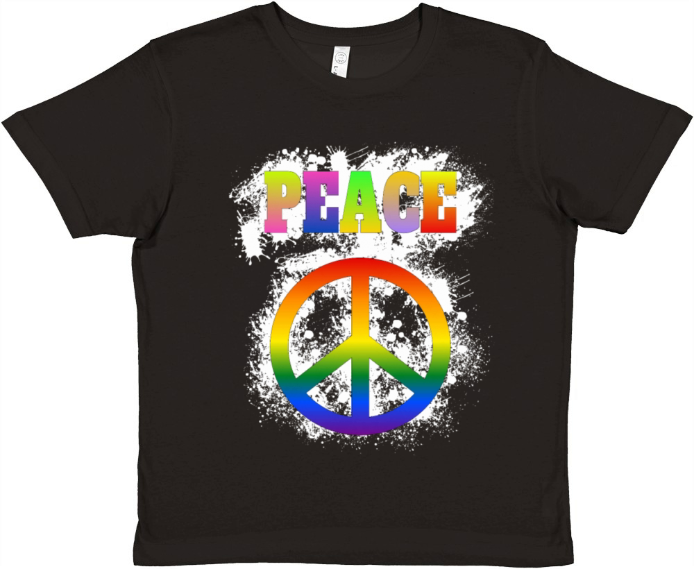 Peace Symbol with "Peace" Text - Peace Sign Premium Kids Crewneck T-shirt