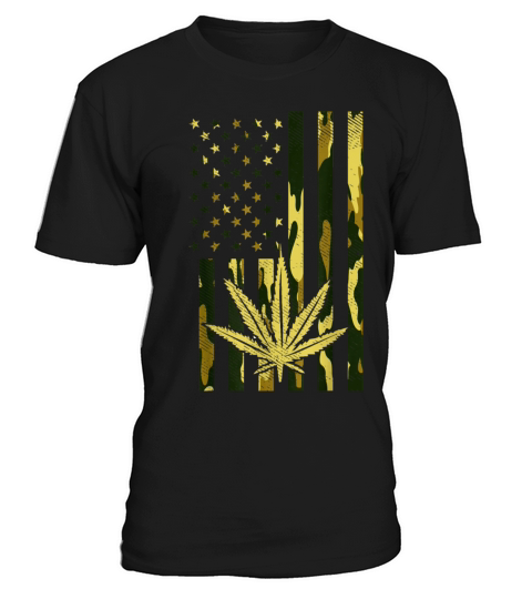 Camo American Flag Weed Vintage T Shirt T-Shirt Unisex