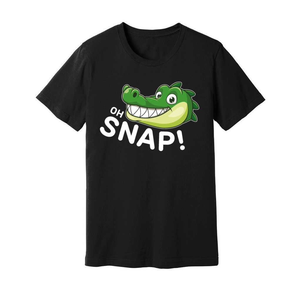 Cute Cartoon Alligator Snappy Oh Snap Funny Saying Unisex Jersey Tee