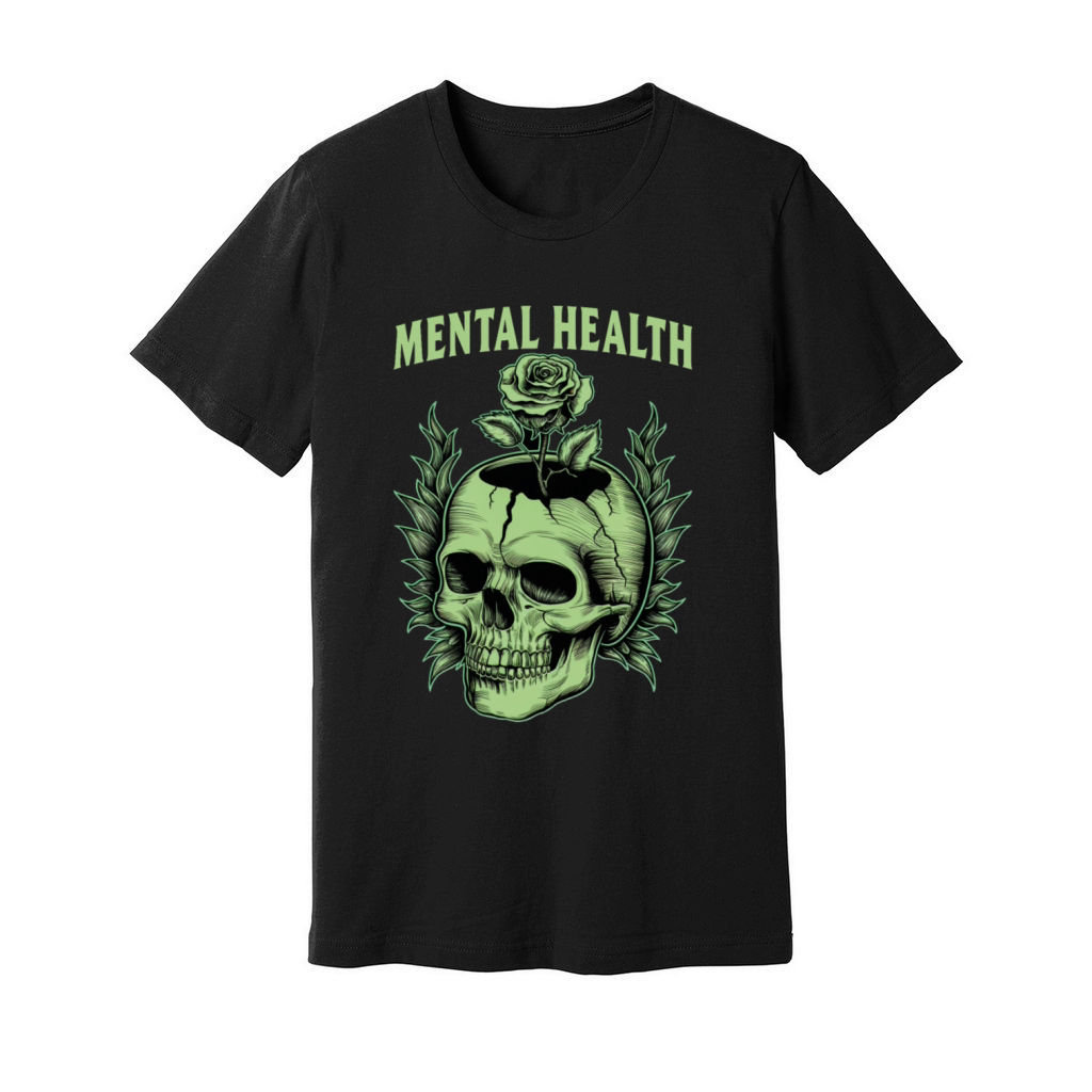 Mental Health Awareness Month Green Skull Unisex Jersey Tee