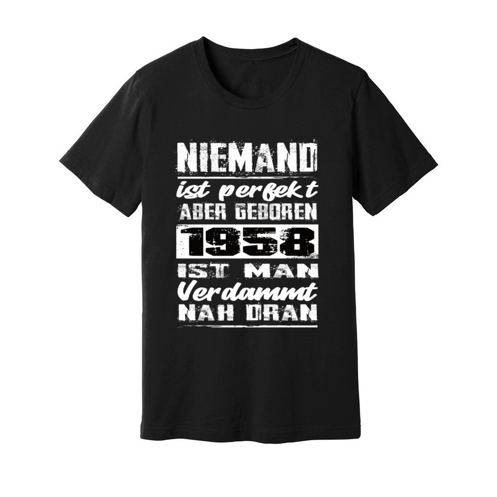 Nobody Is Perfect But Born 1958 Birthday Unisex Jersey Tee