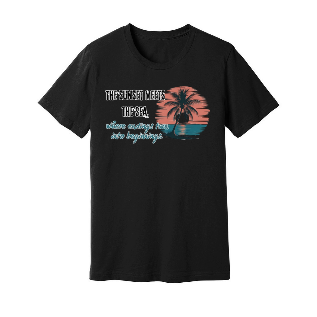 The sunset meets the sea Unisex Jersey Tee