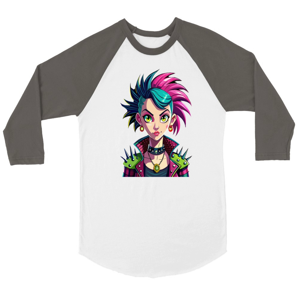 Vivid Punk Rebellion - Bold and Fearless Unisex ¾ sleeve Raglan T-shirt