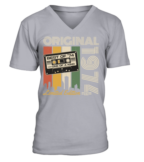 1974 Jahrgang geboren Vintage Retro Geburtstag V-Neck T-shirt
