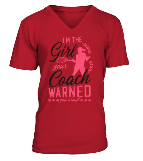 Funny Tennis Player Racket Girl V-Neck T-shirt