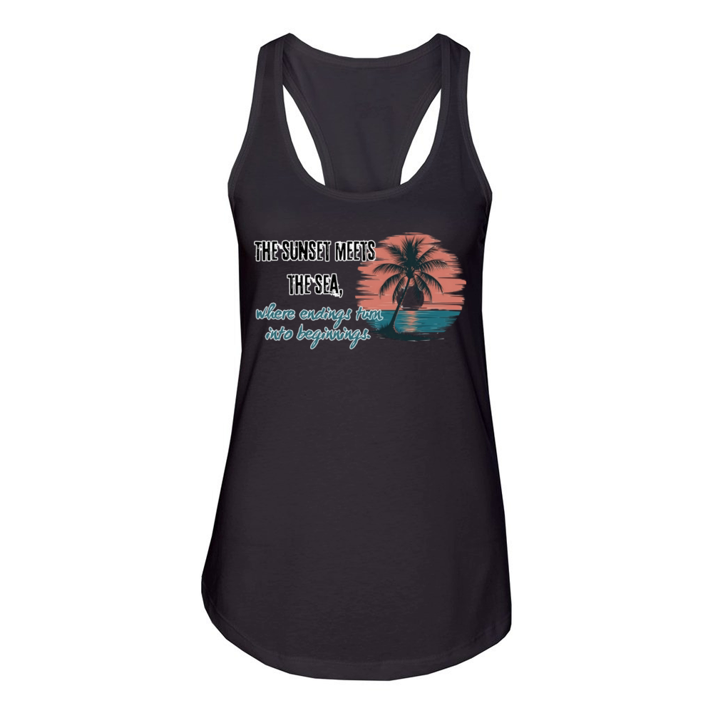 The sunset meets the sea Women's Racerback Tank