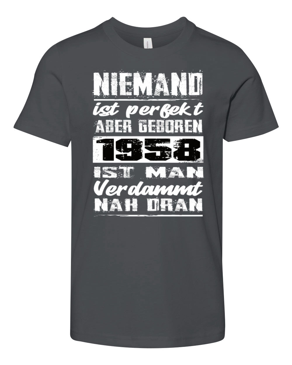 Nobody Is Perfect But Born 1958 Birthday Youth Unisex Jersey Tee