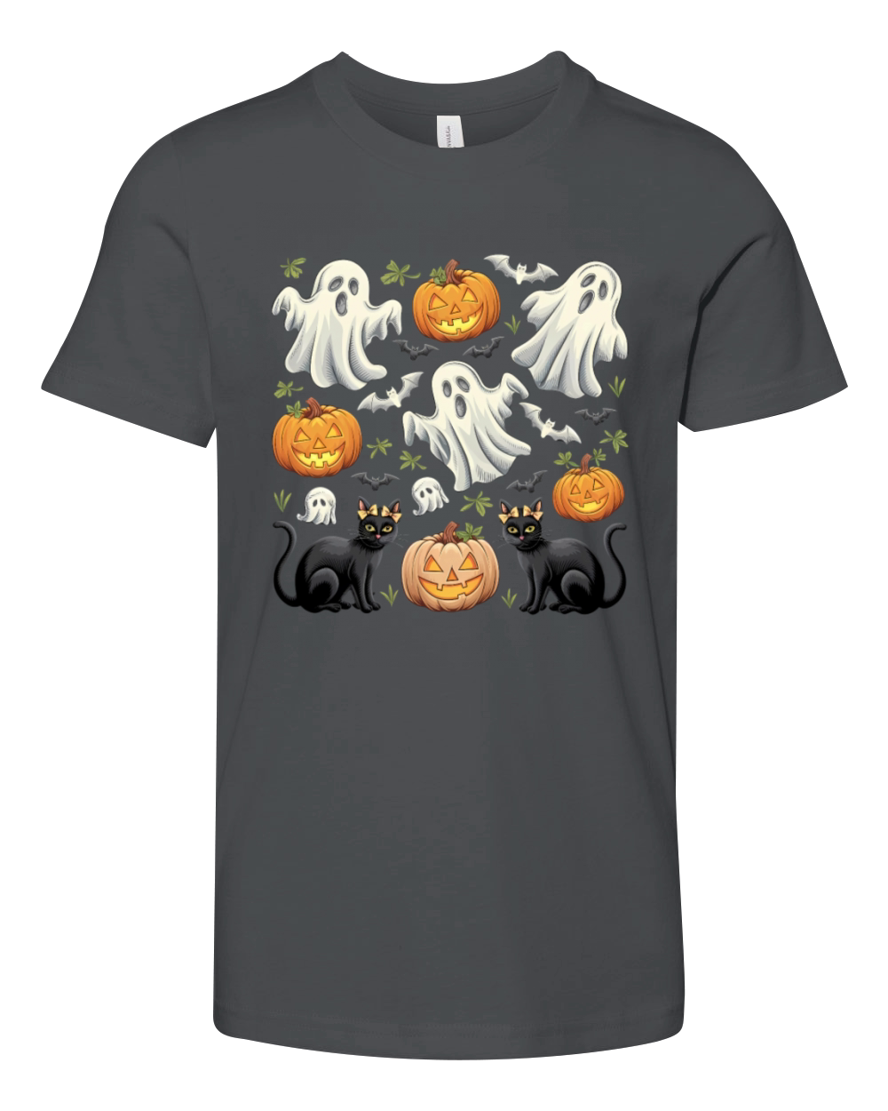 Spooky Ghosts and Pumpkins Halloween Vintage Youth Unisex Jersey Tee