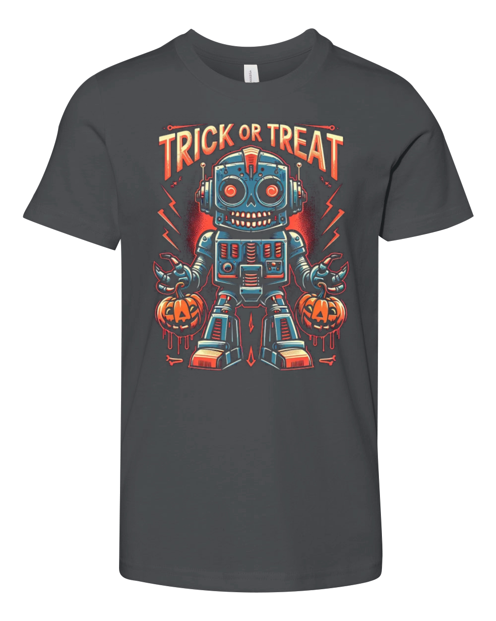 Trick or treat robot Youth Unisex Jersey Tee