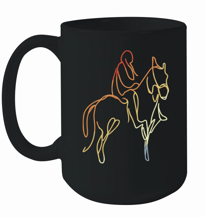 Vintage Horse Riding Drawing Ceramic Mug