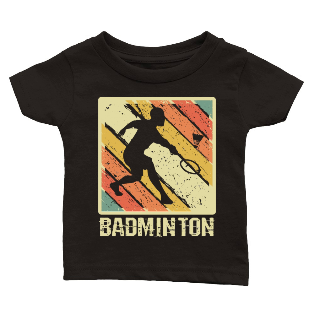 Badminton Retro Sunset Player Classic Baby Crewneck T-shirt