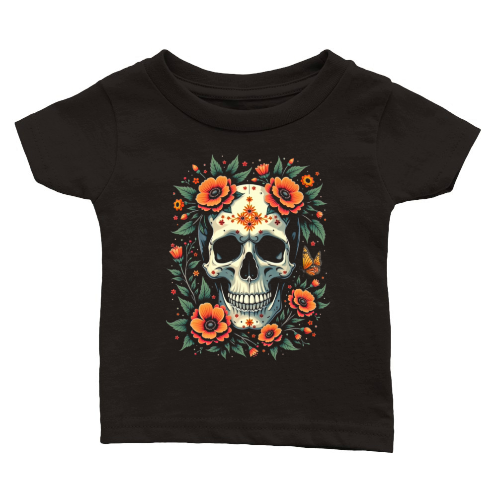 Colorful Skull Design Classic Baby Crewneck T-shirt