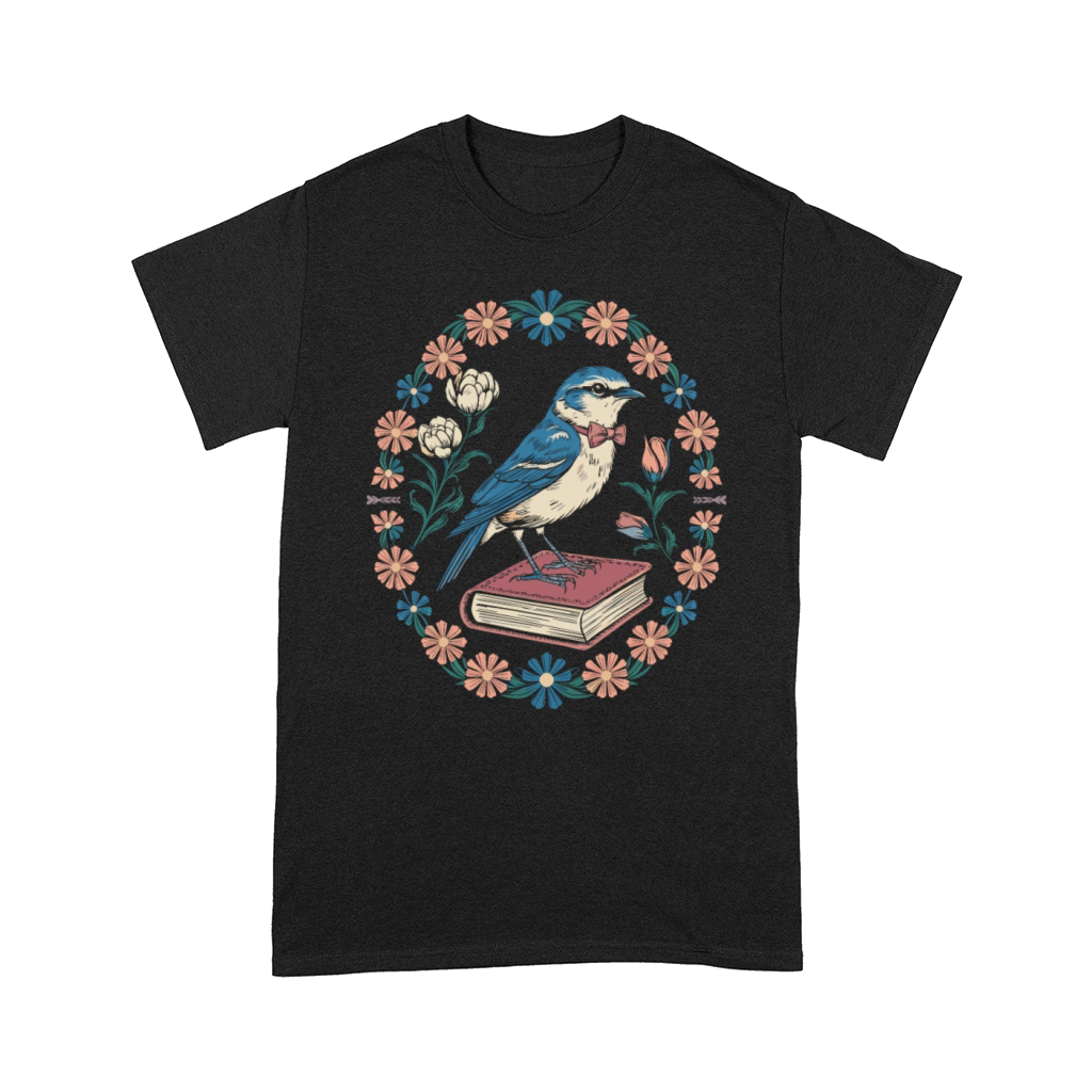 Cottagecore Bluebird on Book with Floral Frame Comfort T-shirt