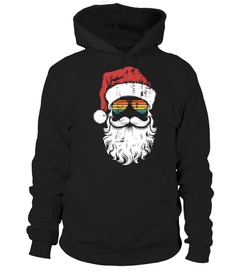 Cool Santa with Sunglasses Vintage Holiday Look Hoodie Unisex