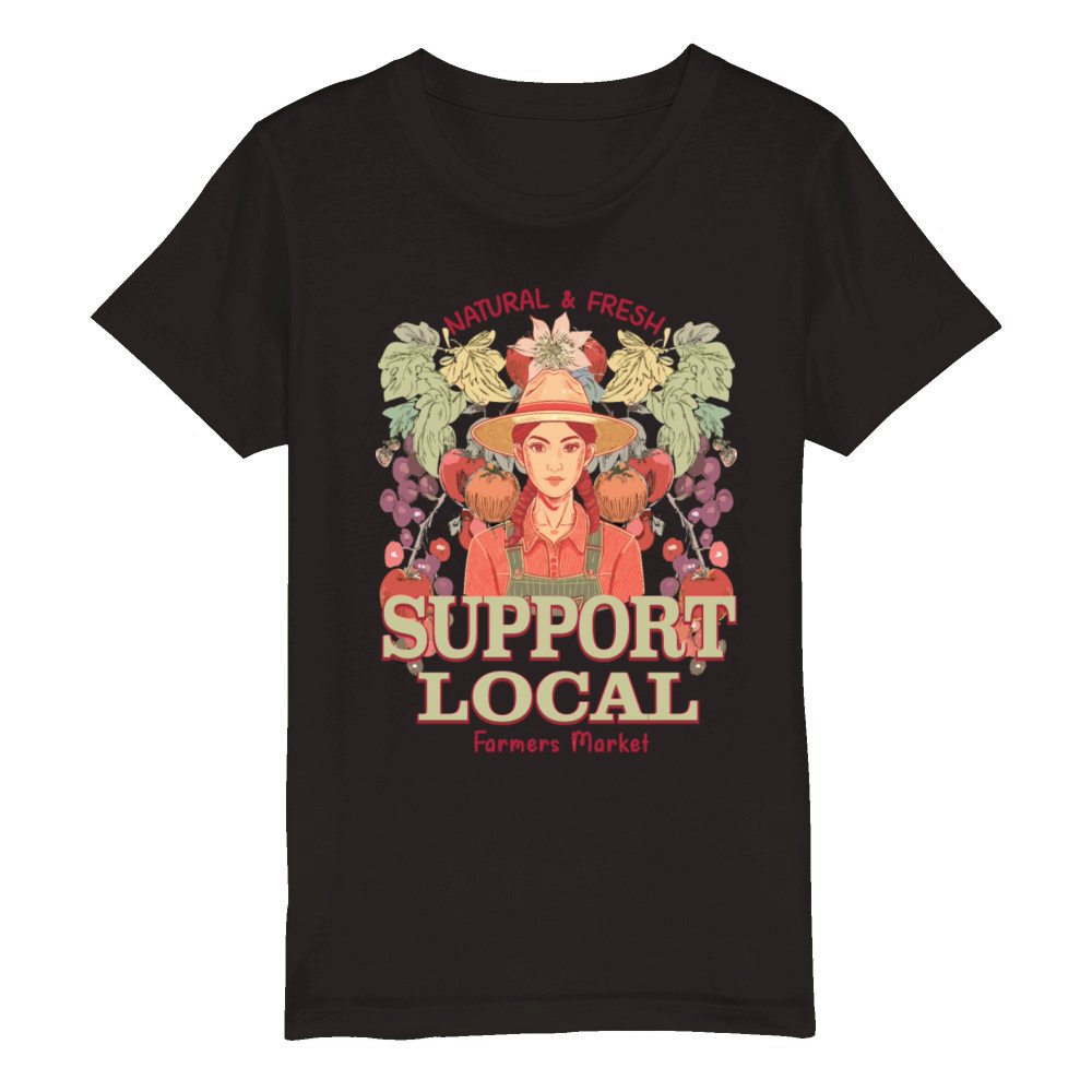 Retro Fruit Graphic to Support Local Organic Kids Crewneck T-shirt