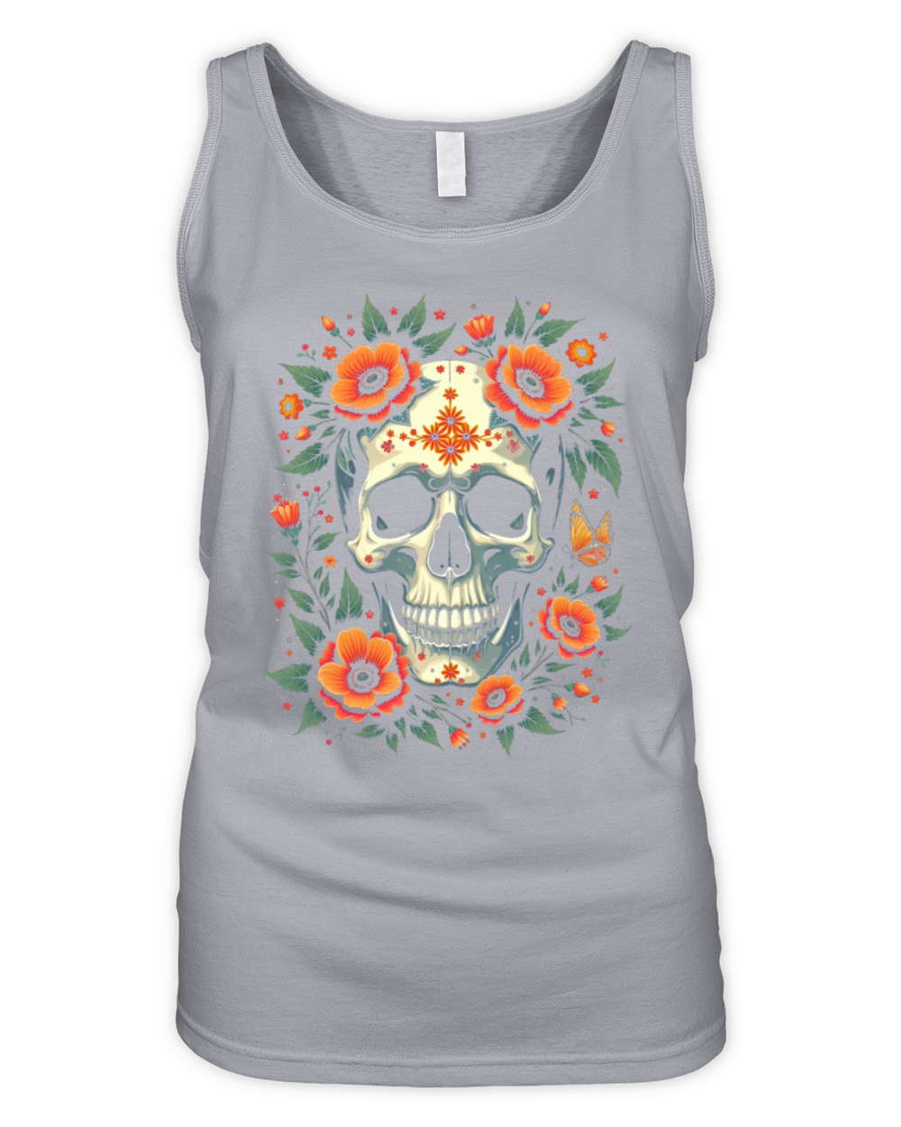 Colorful Skull Design Organic Women's Tank Top