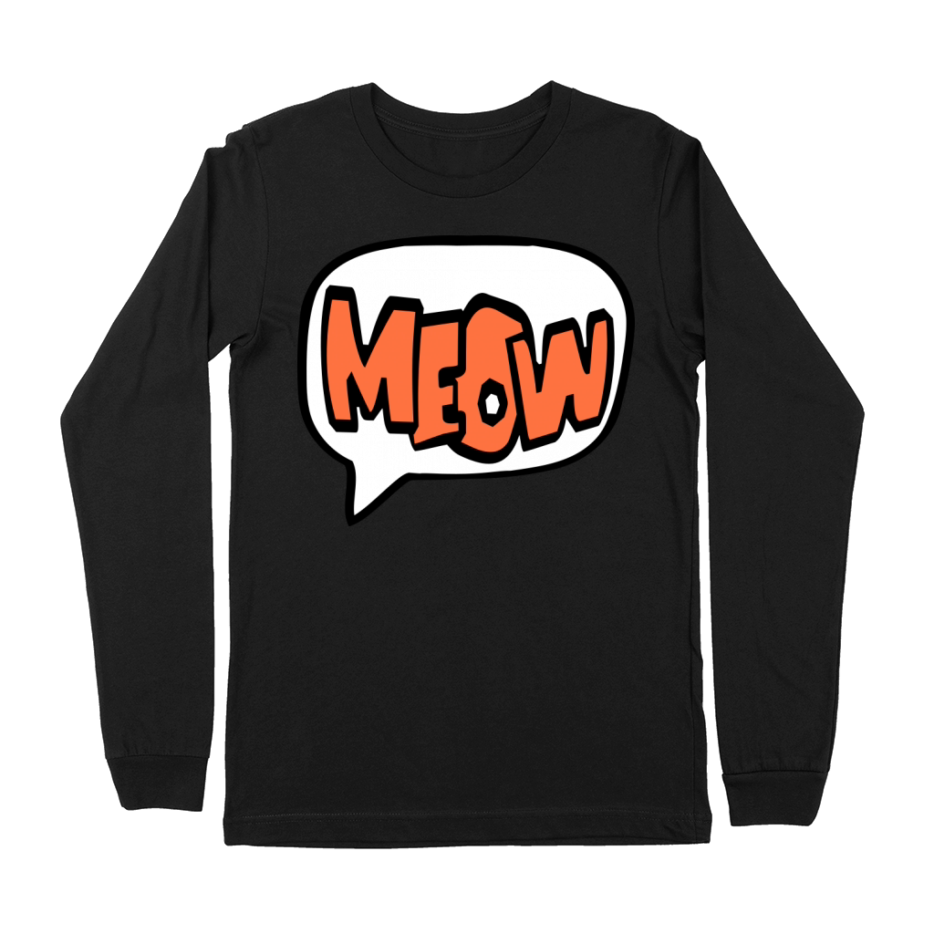Meow Cat Speech Bubble Cartoon Text Quote Letters Premium Long Sleeve