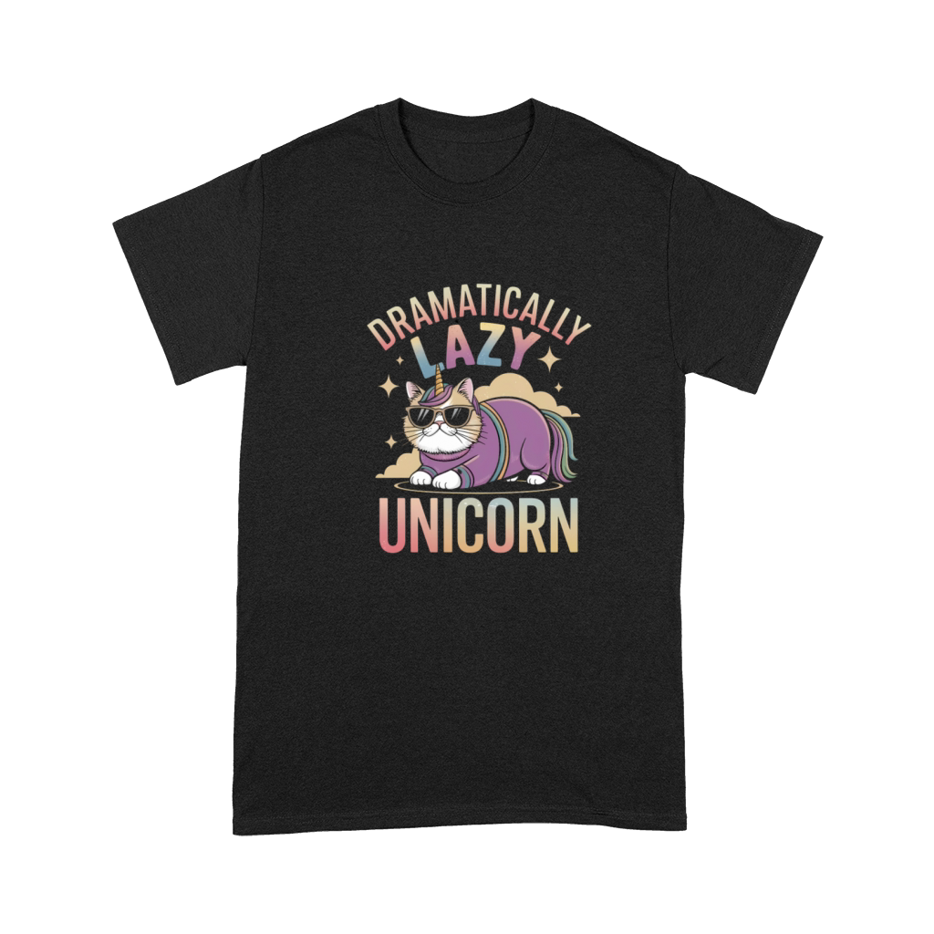 Lazy Unicorn Cat Enjoying Magical Rainbow Days Premium T-shirt