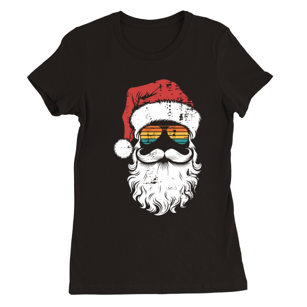 Cool Santa with Sunglasses Vintage Holiday Look Premium Womens Crewneck T-shirt