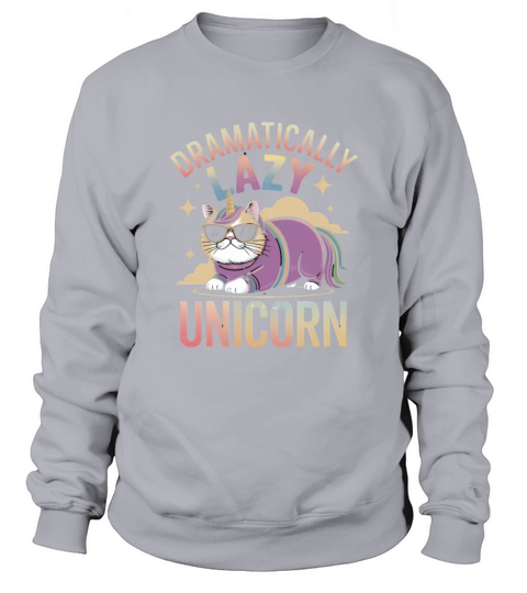 Lazy Unicorn Cat Enjoying Magical Rainbow Days Sweatshirt Unisex