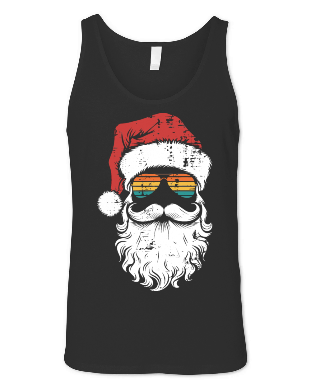 Cool Santa with Sunglasses Vintage Holiday Look Unisex Jersey Tank