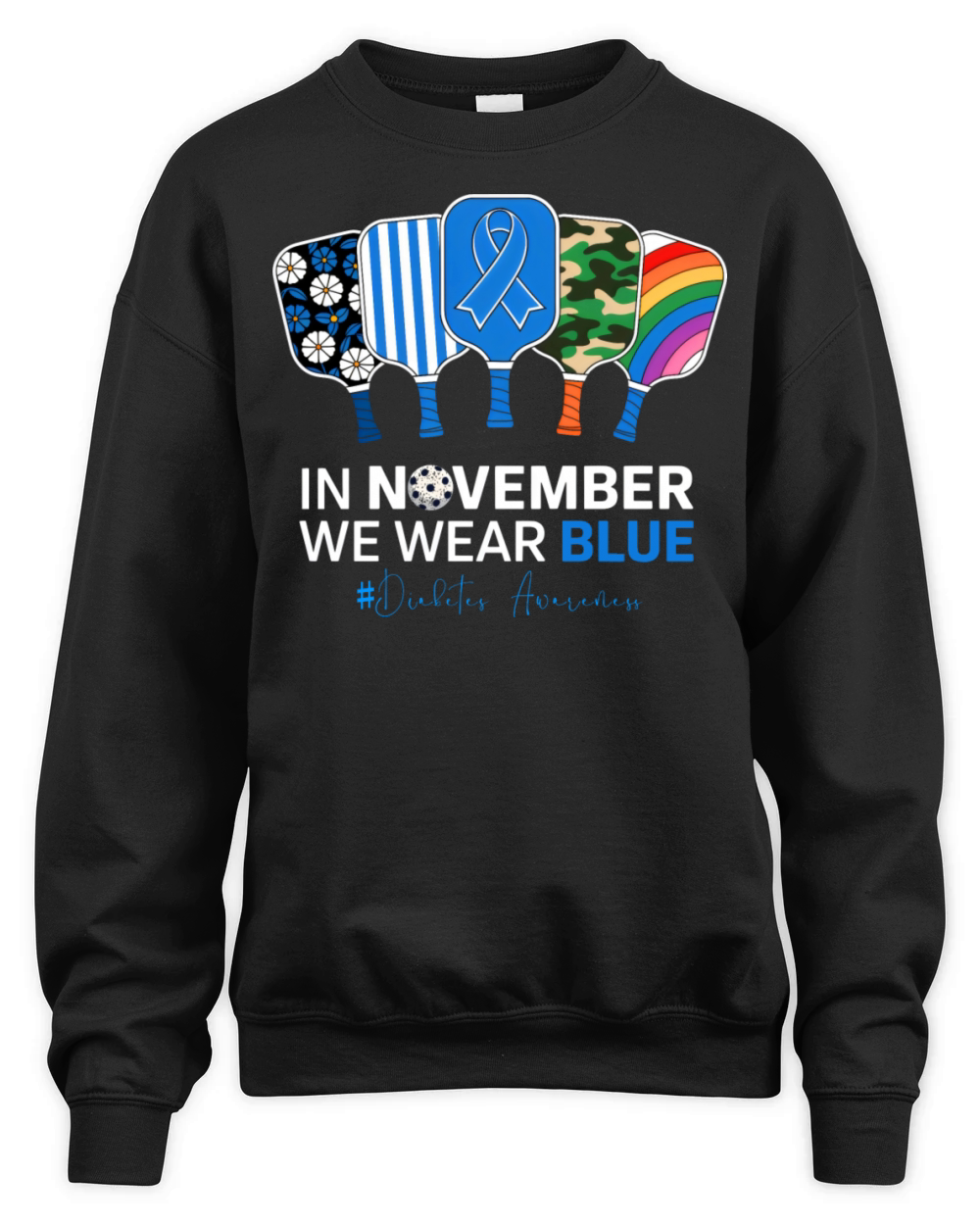 In November We Wear Blue Awareness Pickleball Padd Unisex Premium Crewneck Sweatshirt
