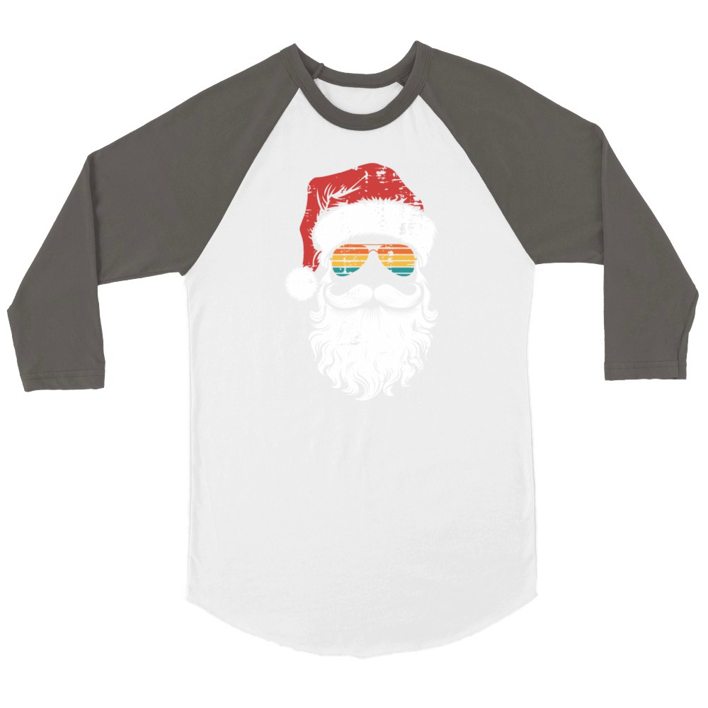 Cool Santa with Sunglasses Vintage Holiday Look Unisex ¾ sleeve Raglan T-shirt