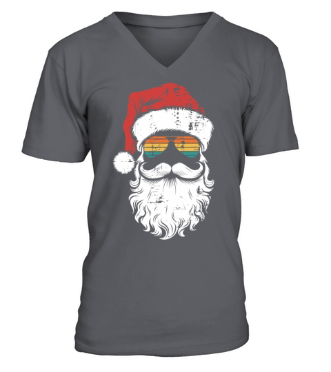 Cool Santa with Sunglasses Vintage Holiday Look V-Neck T-shirt