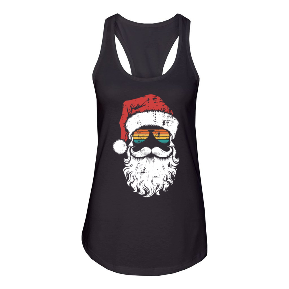 Cool Santa with Sunglasses Vintage Holiday Look Women's Racerback Tank