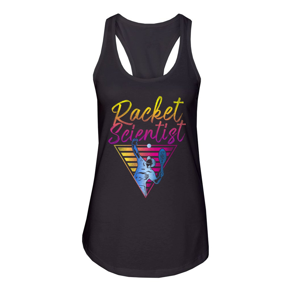 Funny Tennis Player Racket 80s 90s Women's Racerback Tank