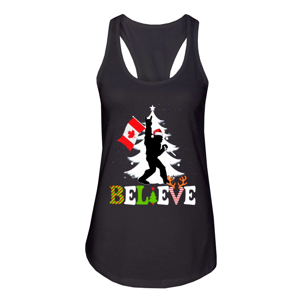 Vintage Canadian BigFoot Christmas 2024 Women's Racerback Tank