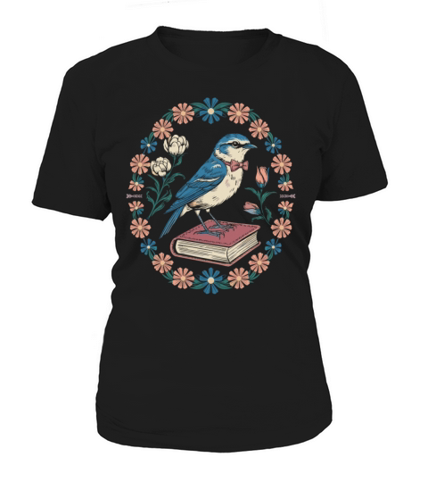 Cottagecore Bluebird on Book with Floral Frame Women's T-Shirt