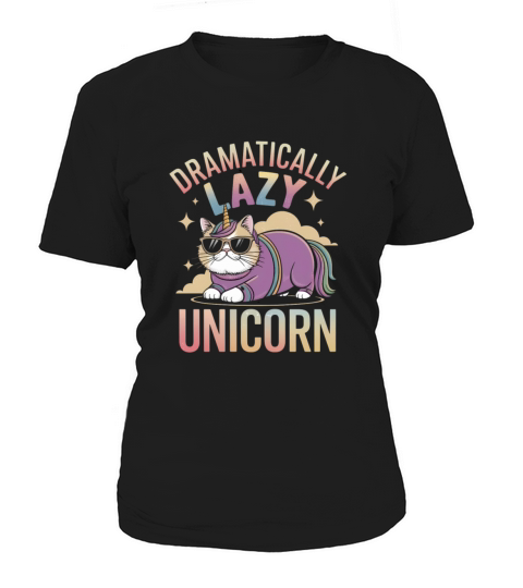 Lazy Unicorn Cat Enjoying Magical Rainbow Days Women's T-Shirt