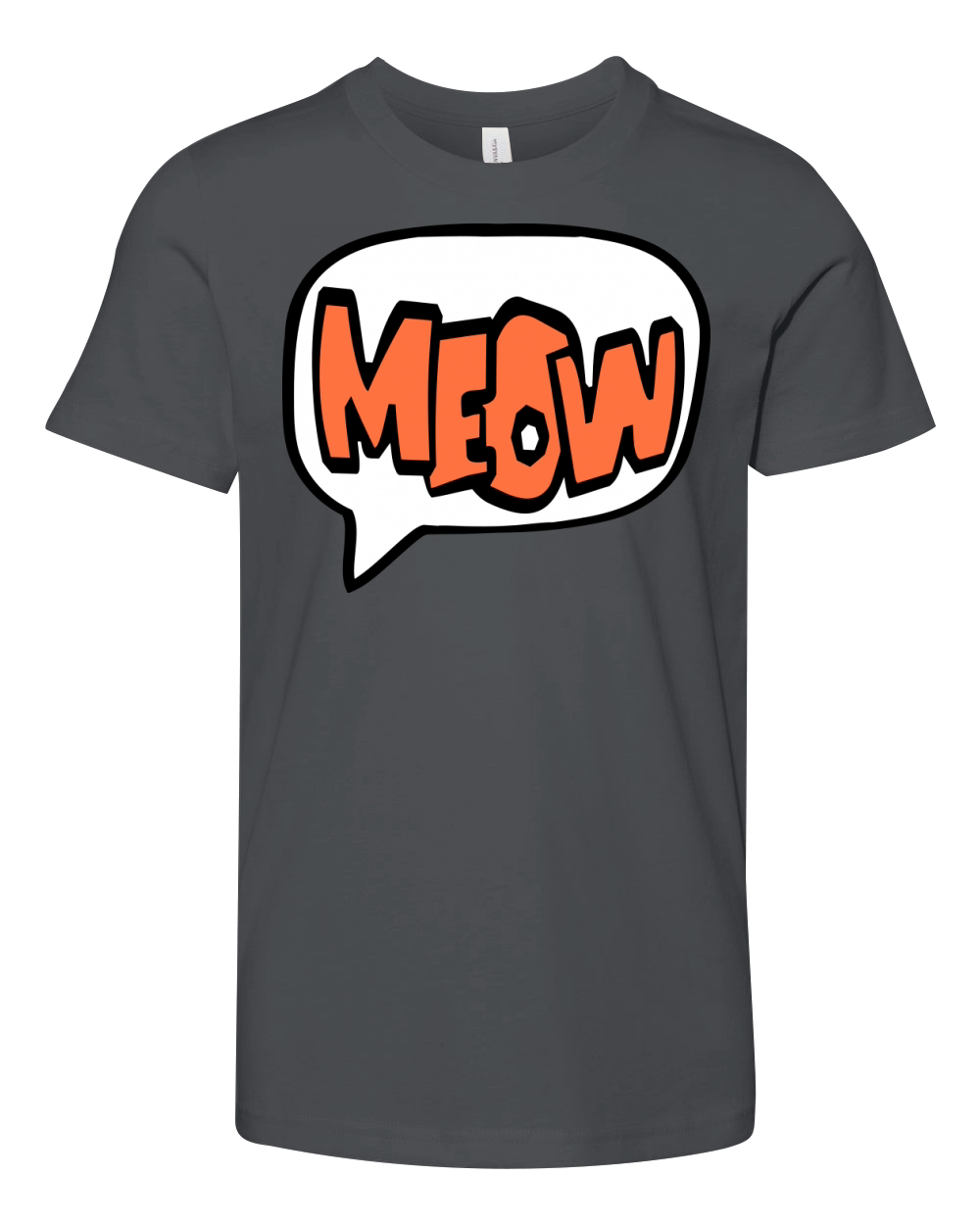Meow Cat Speech Bubble Cartoon Text Quote Letters Youth Unisex Jersey Tee