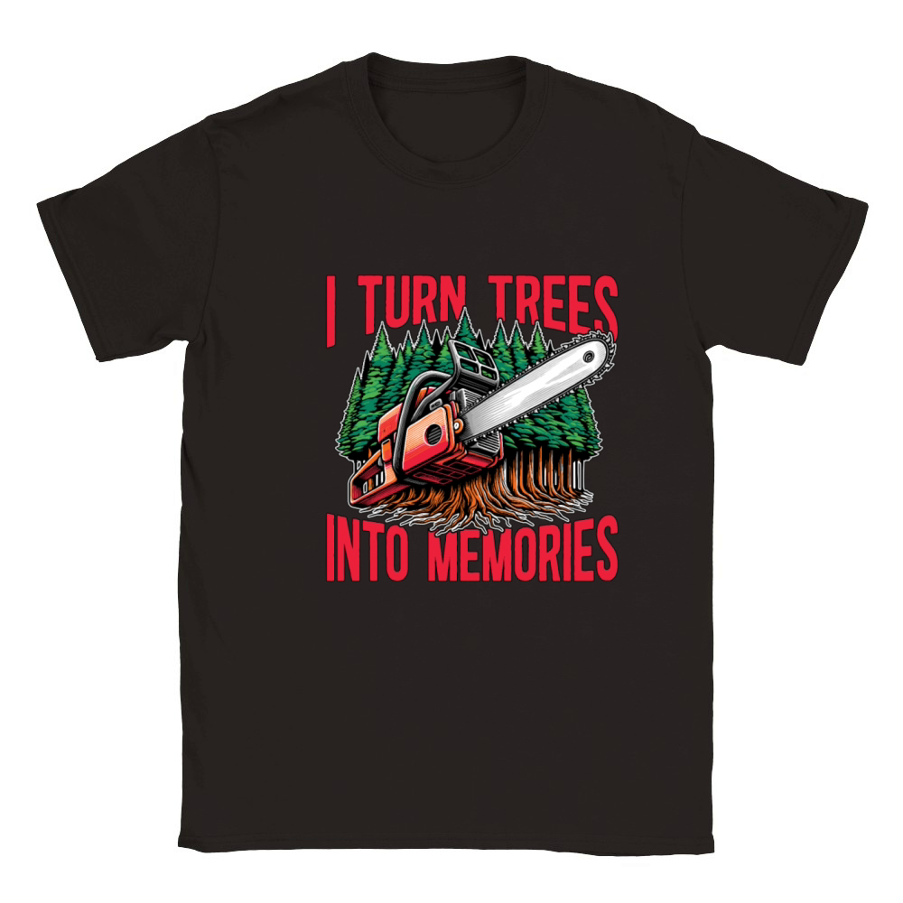 Logging I Turn Trees Into Memories Lumber Worker Classic Kids Crewneck T-shirt