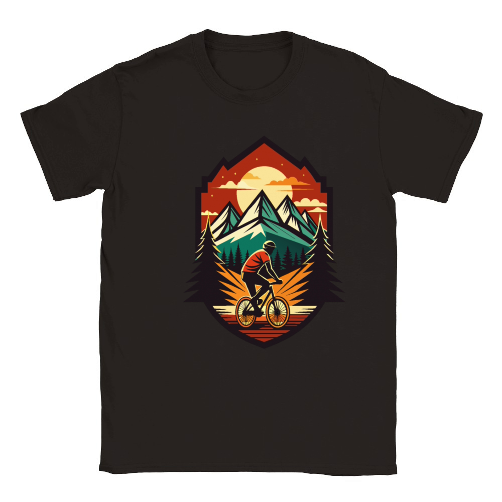 Mountain Biking Adventure - Vintage Sunset Style Classic Kids Crewneck T-shirt