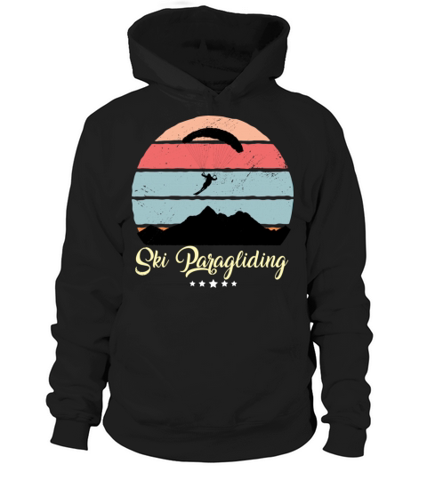 Ski Paragliding Vintage Retro Sunset Hoodie Unisex