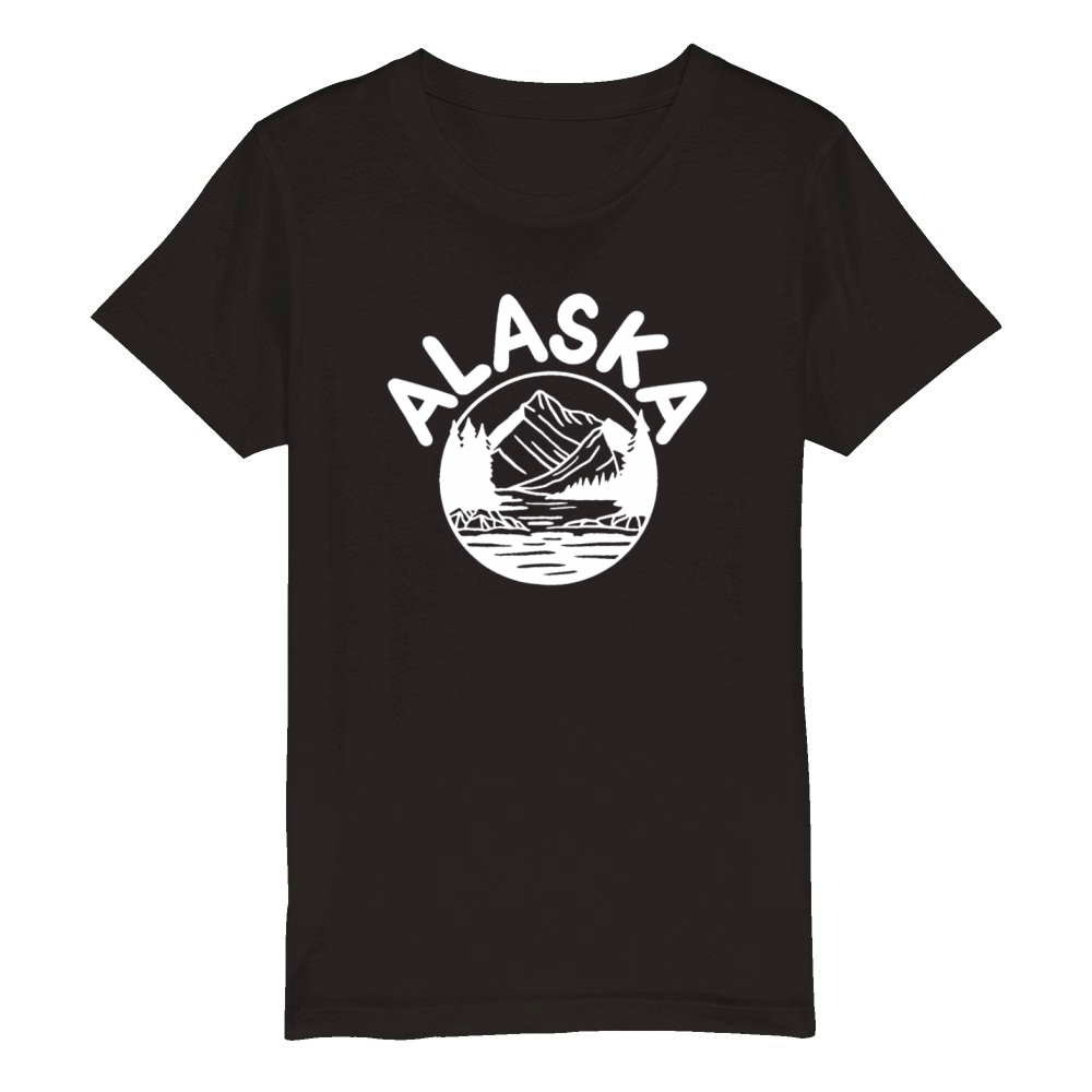 Alaska Mountain Lover Vintage Organic Kids Crewneck T-shirt